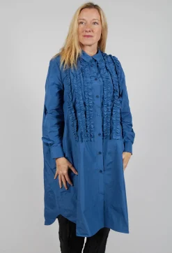 Hindahl u0026 Skudelny Shirts & Blouses^Light Taffeta Long Blouse with Ruffles in Blue