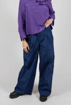 Hindahl u0026 Skudelny Trousers^Light Taffeta Wide Trousers in Dark Navy