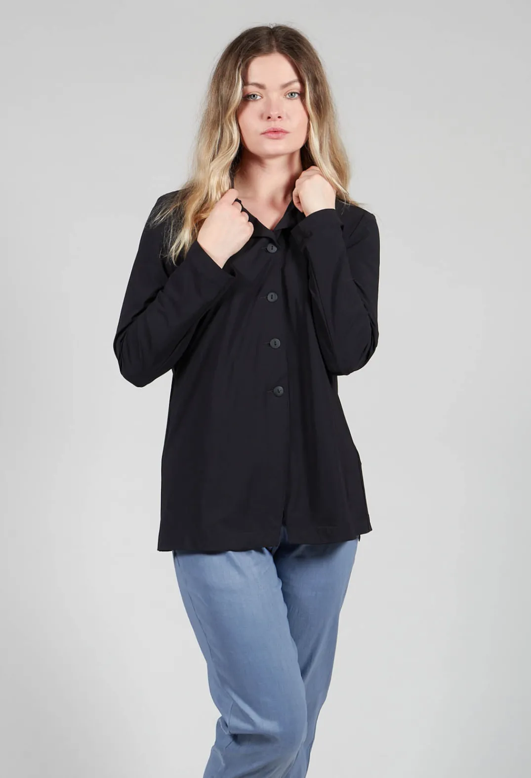 Sarah Pacini Jackets^Lightweight Button Through Jacket in Black