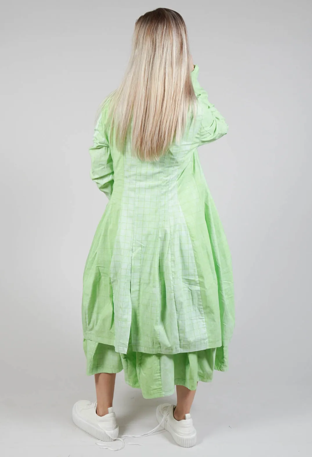 Rundholz Black Label Coats^Lightweight Coat with Tulip Hem in Placed Lime Print