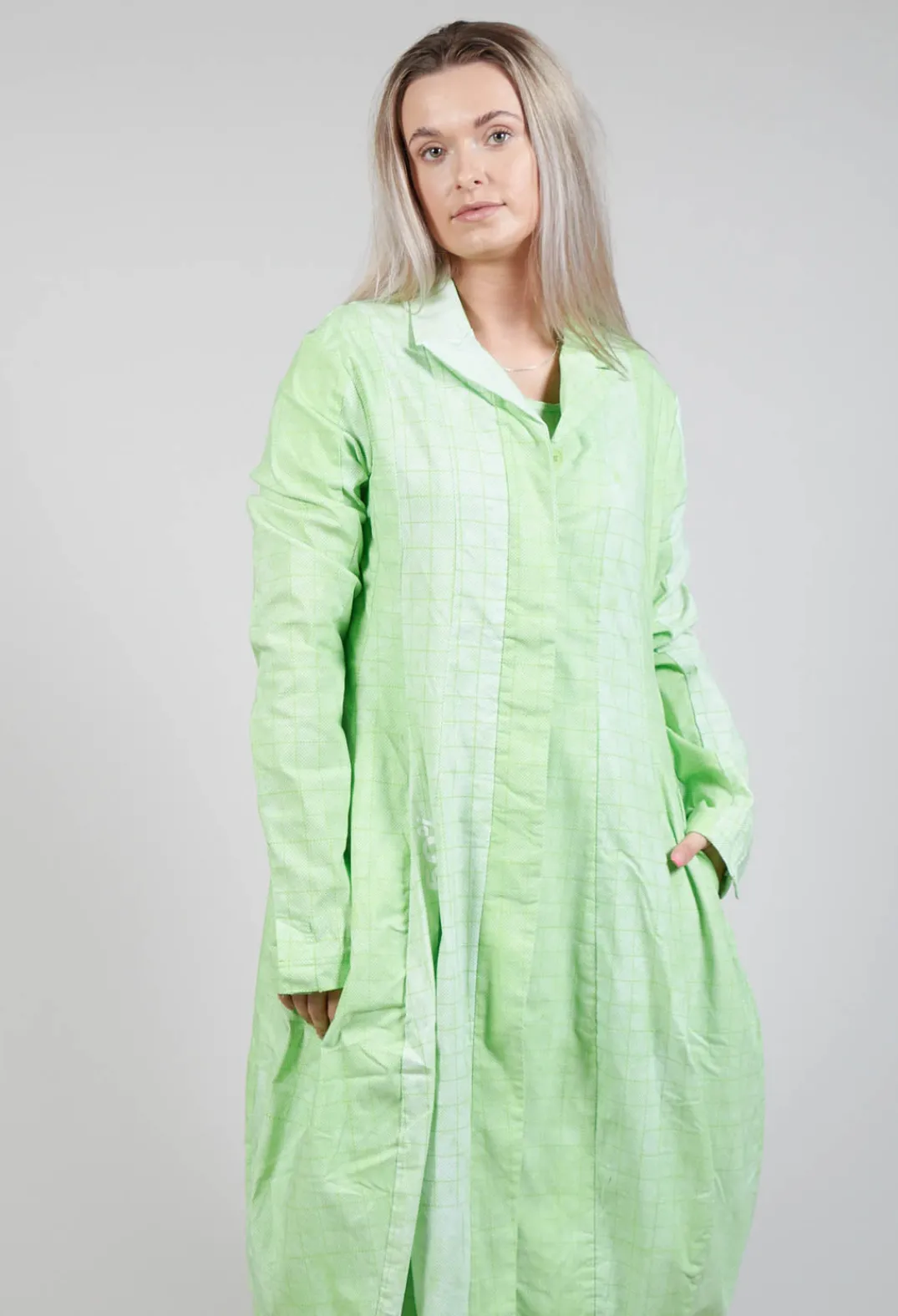 Rundholz Black Label Coats^Lightweight Coat with Tulip Hem in Placed Lime Print