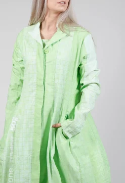 Rundholz Black Label Coats^Lightweight Coat with Tulip Hem in Placed Lime Print
