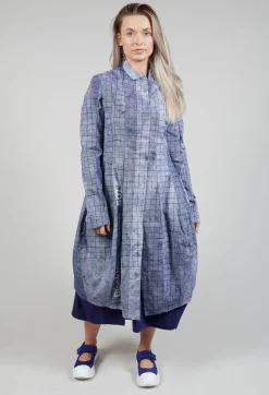 Rundholz Black Label Coats^Lightweight Coat with Tulip Hem in Placed Azur Print