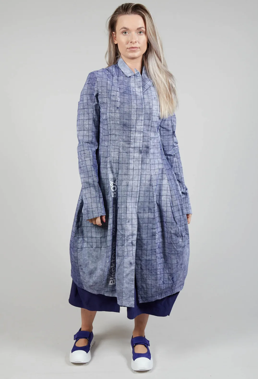 Rundholz Black Label Coats^Lightweight Coat with Tulip Hem in Placed Azur Print