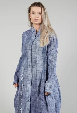 Rundholz Black Label Coats^Lightweight Coat with Tulip Hem in Placed Azur Print