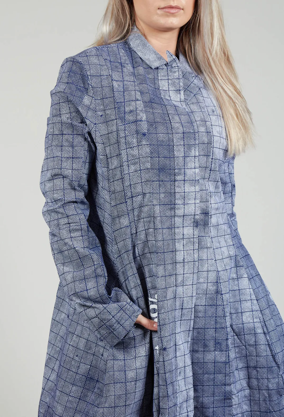 Rundholz Black Label Coats^Lightweight Coat with Tulip Hem in Placed Azur Print