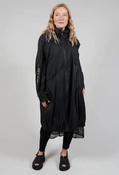 Rundholz Black Label Coats^Lightweight Longline Coat with Zip in Black