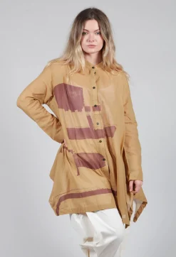 Moyuru Shirts & Blouses^Lightweight Longline Shirt in Brown Print