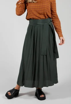 Niù Skirts^Lightweight Pleated Skirt with Sash in Mirto
