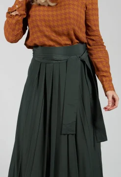 Niù Skirts^Lightweight Pleated Skirt with Sash in Mirto