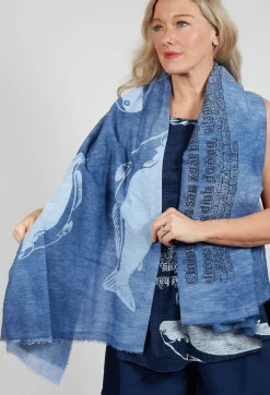 Rundholz Black Label Scarves^Lightweight Scarf with Motif in Navy Print