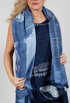 Rundholz Black Label Scarves^Lightweight Scarf with Motif in Navy Print