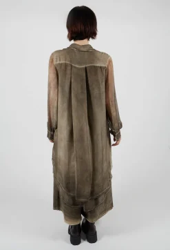 Sanctamuerte Dresses^Lightweight Shirt Dress in Raso di Viscosa and Viscosa Seta Green Tuscany