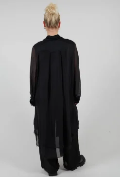 Sanctamuerte Dresses^Lightweight Shirt Dress in Raso di Viscosa and Viscosa Seta Grey Storm