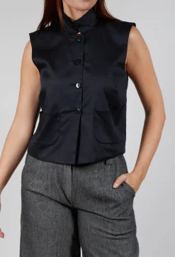 Les Filles d'Ailleurs Tops^Lightweight Waistcoat in Black