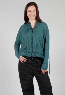 Masnada Jumpers^Lined Cardigan with Hood in Petrol