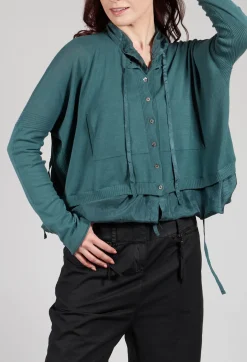 Masnada Jumpers^Lined Cardigan with Hood in Petrol