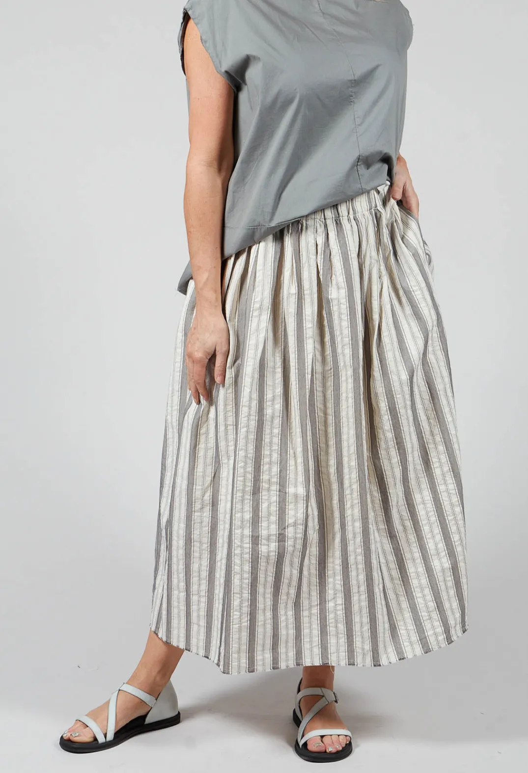 Aequamente Skirts^Lined Long Skirt in Stripe