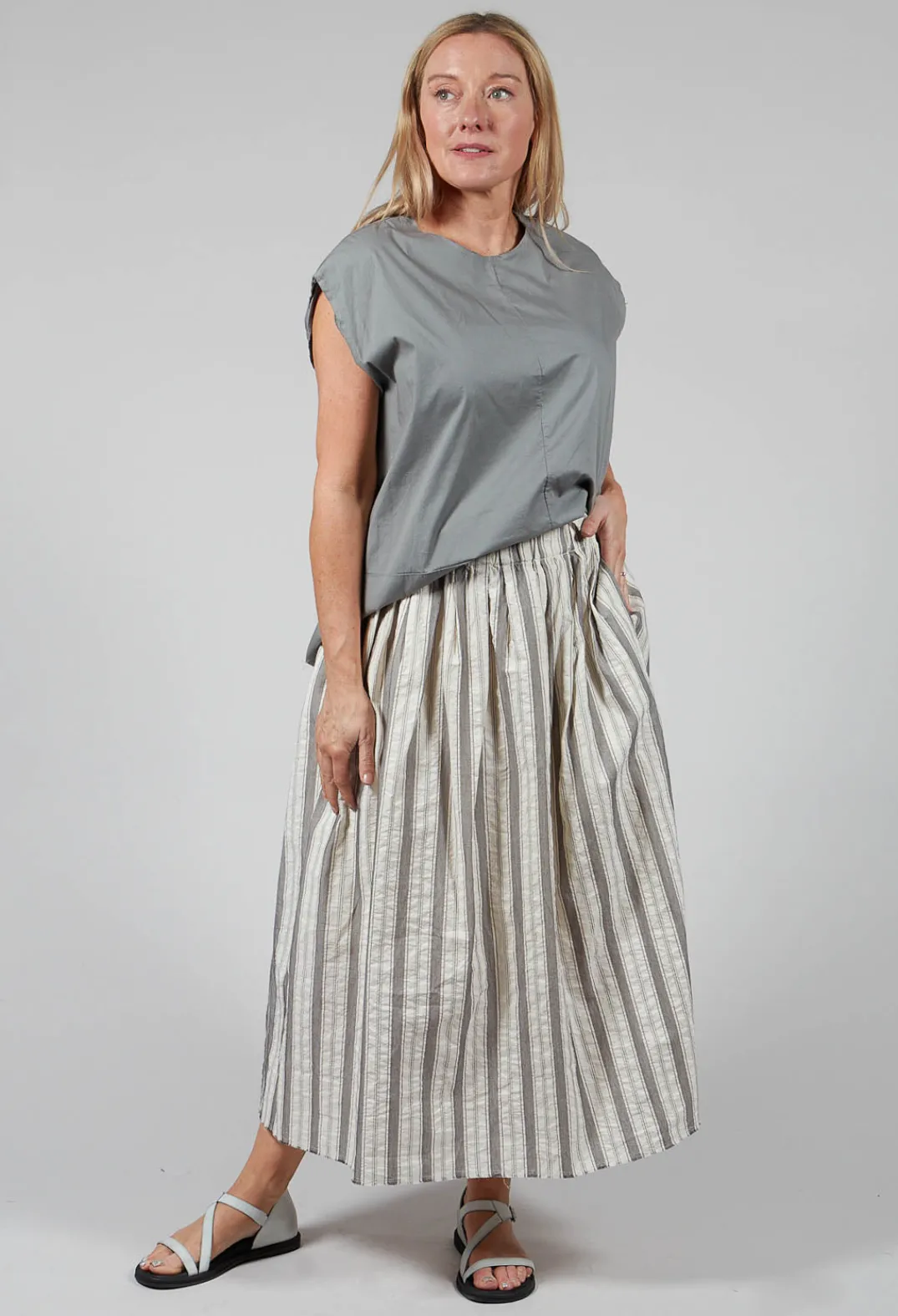 Aequamente Skirts^Lined Long Skirt in Stripe