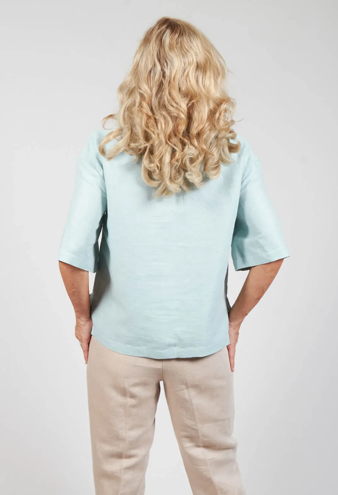 Beatrice B Shirts & Blouses^Linen Blouse with Large Pockets in Sky