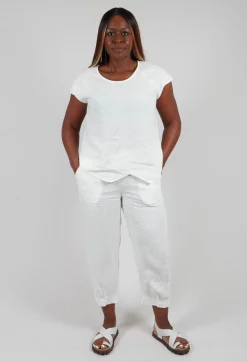 Thing Tops^Linen Short Sleeve Top in Off White