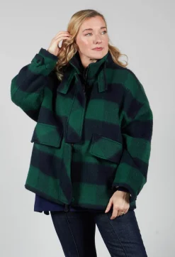 Beatrice B Coats^London Wool Check Jacket in Blue and Green