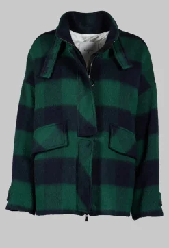 Beatrice B Coats^London Wool Check Jacket in Blue and Green