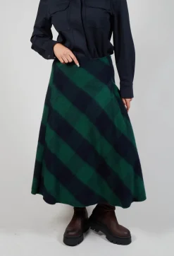 Beatrice B Skirts^London Wool Check Skirt in Blue and Green