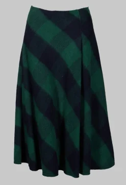Beatrice B Skirts^London Wool Check Skirt in Blue and Green