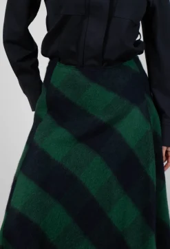 Beatrice B Skirts^London Wool Check Skirt in Blue and Green