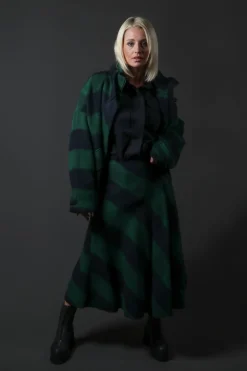 Beatrice B Skirts^London Wool Check Skirt in Blue and Green