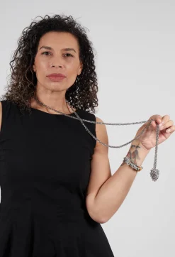 Pluslavie Necklaces^Long Across Heart Necklace in Stone