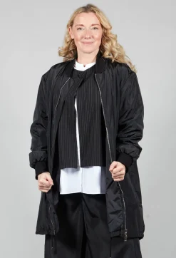 Amici Jackets^Long Bomber Jacket in Black