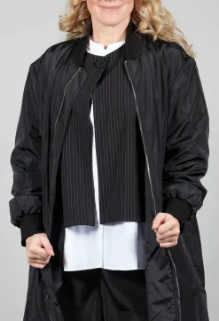 Amici Jackets^Long Bomber Jacket in Black