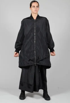 Amici Jackets^Long Bomber Jacket in Black