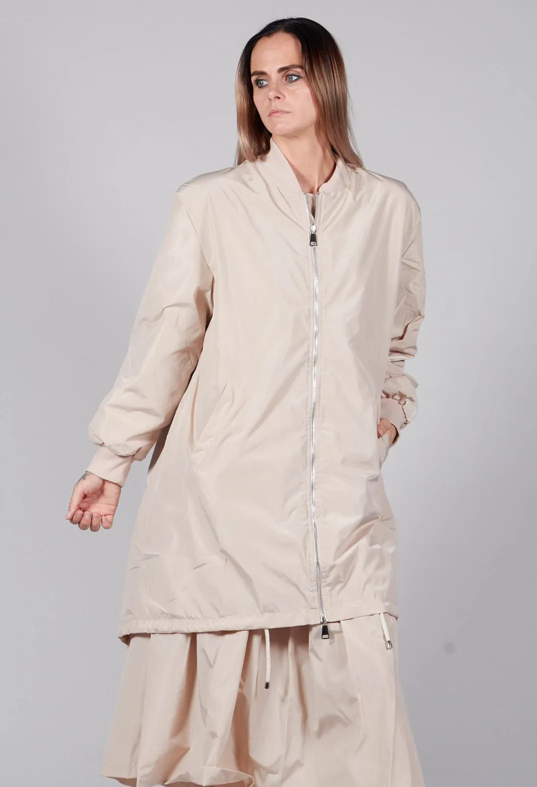Amici Jackets^Long Bomber Jacket in Powder