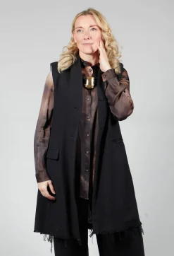 Amici Jackets^Long Button Up Vest in Black