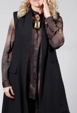 Amici Jackets^Long Button Up Vest in Black