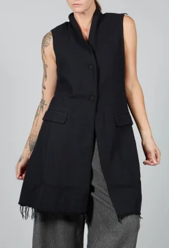 Amici Jackets^Long Button Up Vest in Black