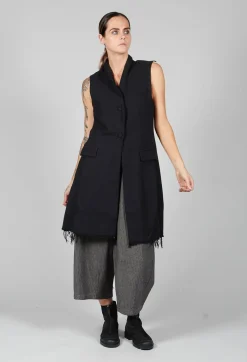 Amici Jackets^Long Button Up Vest in Black