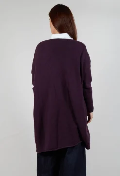 M J Watson Cardigans^Long Cardigan in Aubergine