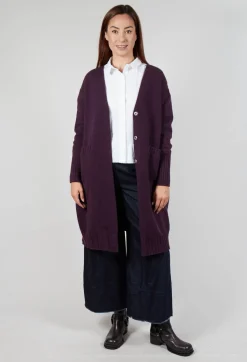 M J Watson Cardigans^Long Cardigan in Aubergine