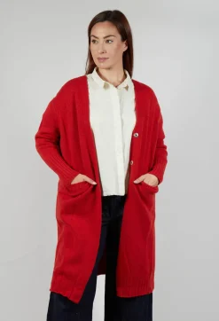 M J Watson Cardigans^Long Cardigan in Tomato