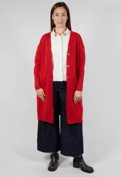 M J Watson Cardigans^Long Cardigan in Tomato