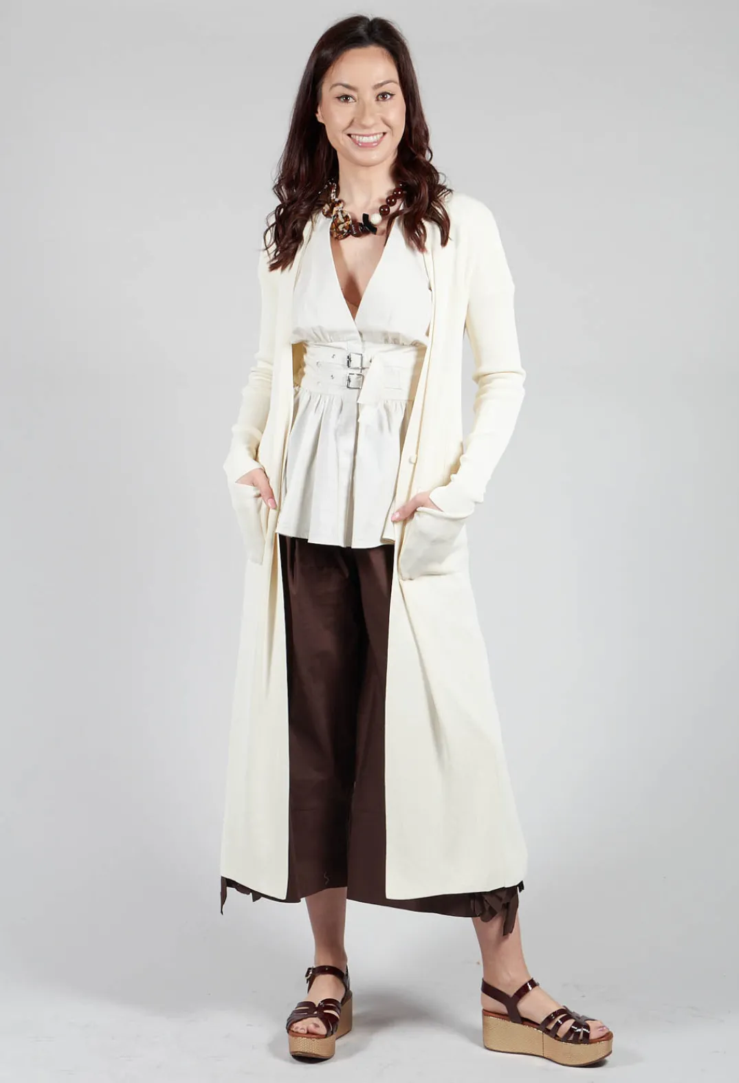 Isabel Benenato Cardigans^Long Cardigan in White