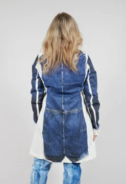 Rundholz Dip Coats^Long Coat with Contrast Lining in Denim Print
