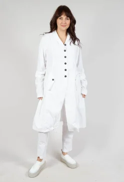 Rundholz Dip Coats^Long Coat with Half-Button Fastening in Semi Bleach