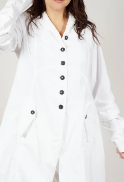 Rundholz Dip Coats^Long Coat with Half-Button Fastening in Semi Bleach