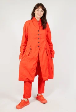 Rundholz Dip Coats^Long Coat with Half-Button Fastening in Mandarine