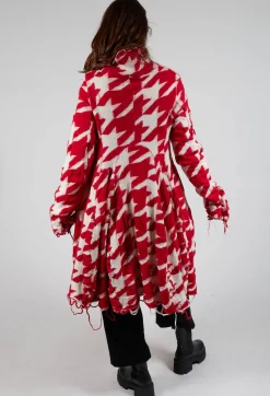 Rundholz Mainline Coats^Long Dogstooth Coat in Cardinal Bone Jacquard